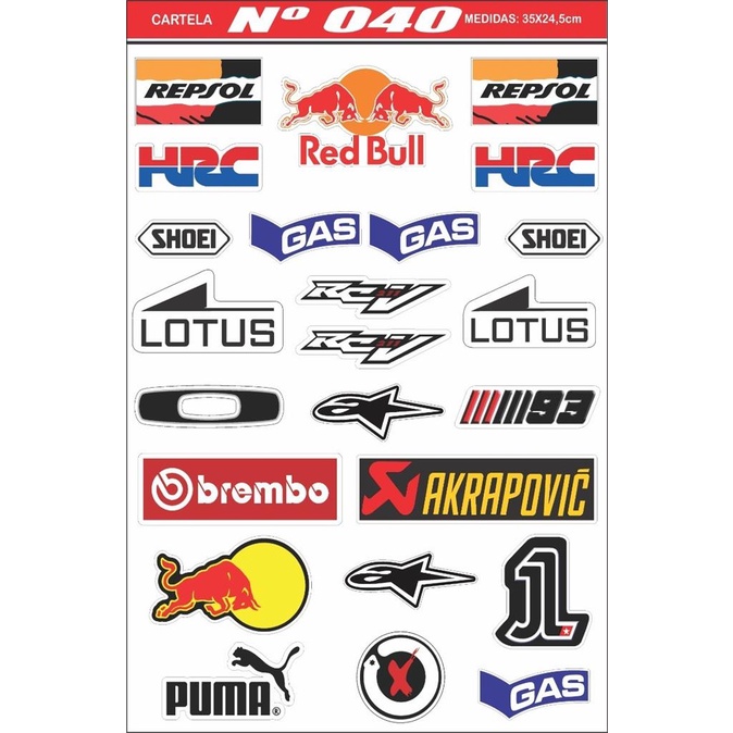 Cartela Adesivos Personalizado Carro Moto Bike Motocross 040 Shopee