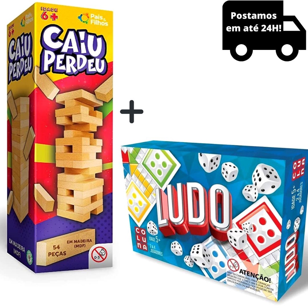 Kit Caiu Perdeu Torre Madeira Jogo De Tabuleiro Ludo Divers O