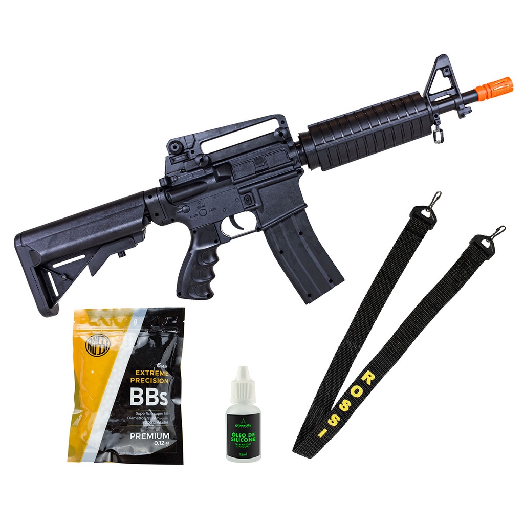 Rifle Airsoft Fuzil Spring Mm Fps Rossi M A Cqb Esferas