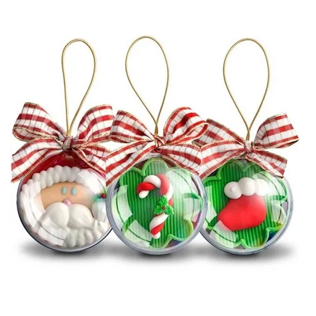 KIT Esfera Acrílico 7cm para Foto decoracao de Natal Porta Acrilica