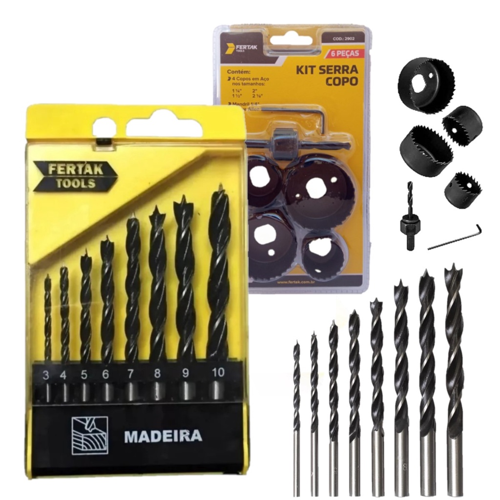 Kit Brocas Para Madeira P E Serra Copo P Shopee Brasil