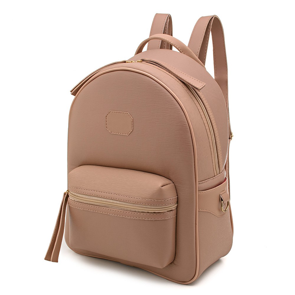 Mochila Feminina Escolar Espaçosa Nude Shopee Brasil