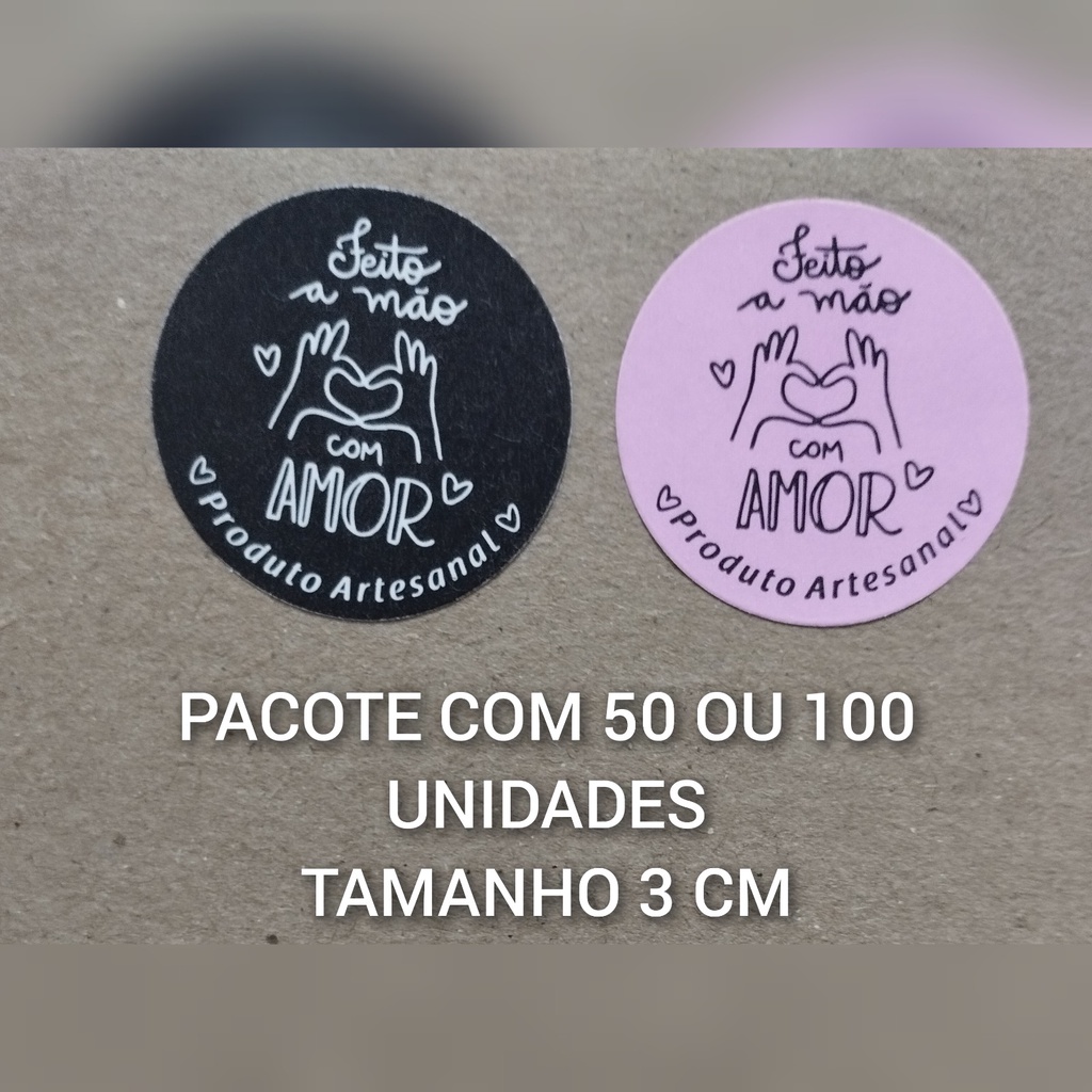 Etiqueta Adesiva Lacre Feito A M O Amor Produto Artesanal Pacote