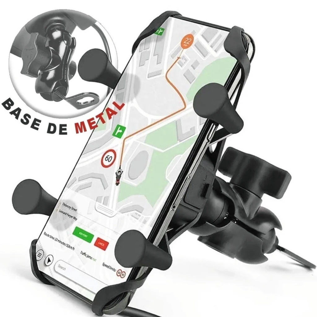 Suporte Garra Para Celular Gps Moto Carregador Usb Shopee Brasil