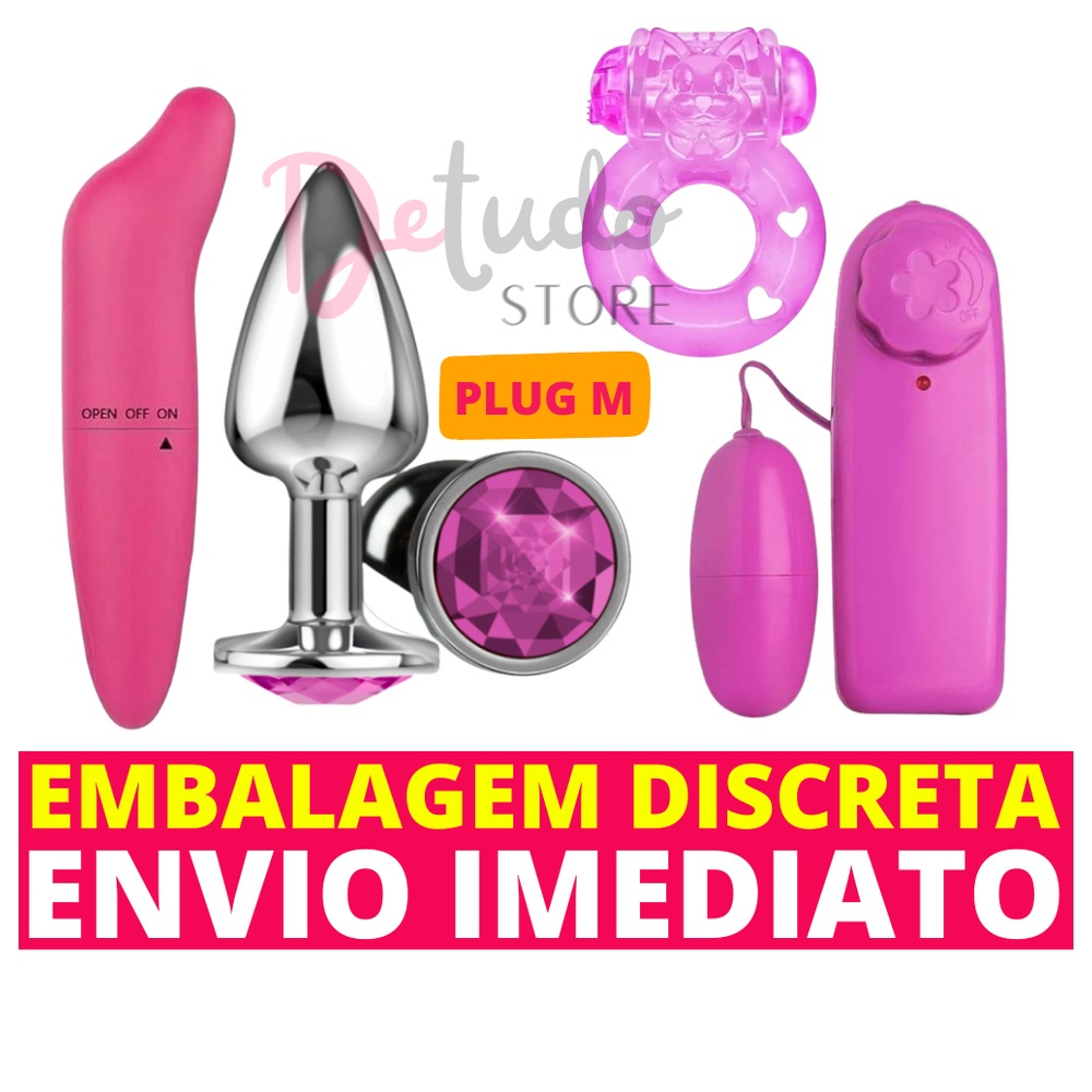 Kit Vibrador Pequeno Ponto G Plug Anal Tamanho M M Dio Anel Peniano