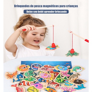 31 15 Peças Brinquedos Magnéticos De Pesca De Madeira Jogos