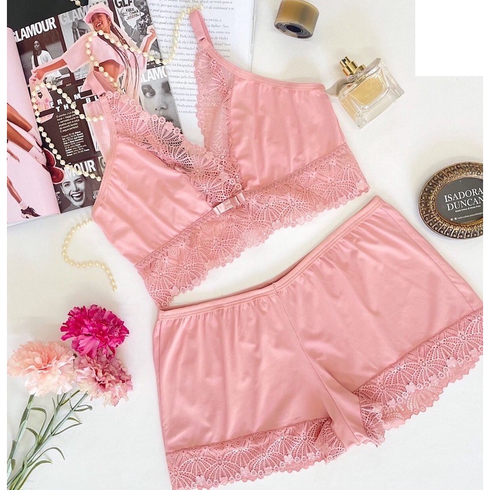 Roupas Femininas Baby Doll Rendado Cropped Lingerie Shopee Brasil