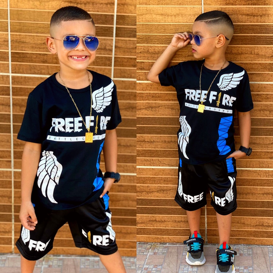 Conjunto Juvenil Infantil Free Fire Angelical Camiseta Short Shopee