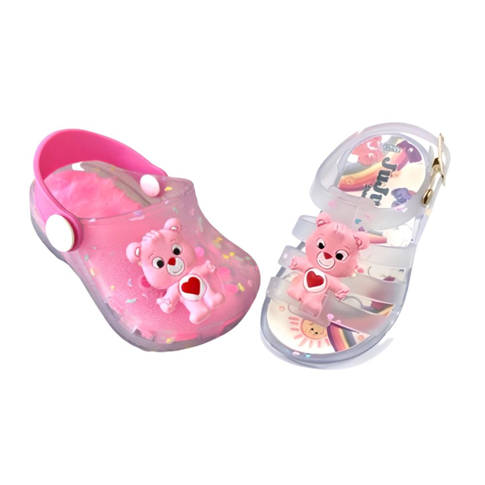 Kit Pares Sand Lia Beb Papete Infantil Ursinho Pantufa Meninas