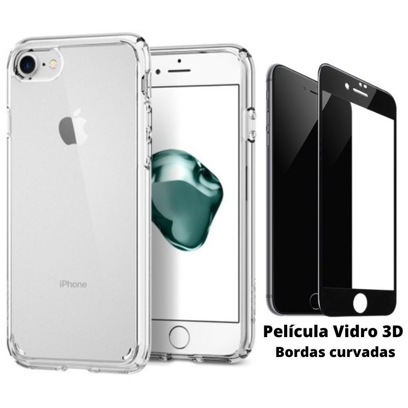 Kit 2em1 Compativel IPhone 7 IPhone 8 Capa Clear Space