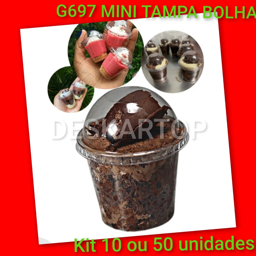 10 Ou 50 Unidades Pote Tampa Bolha Mini 60ml G697 GALVANOTEK