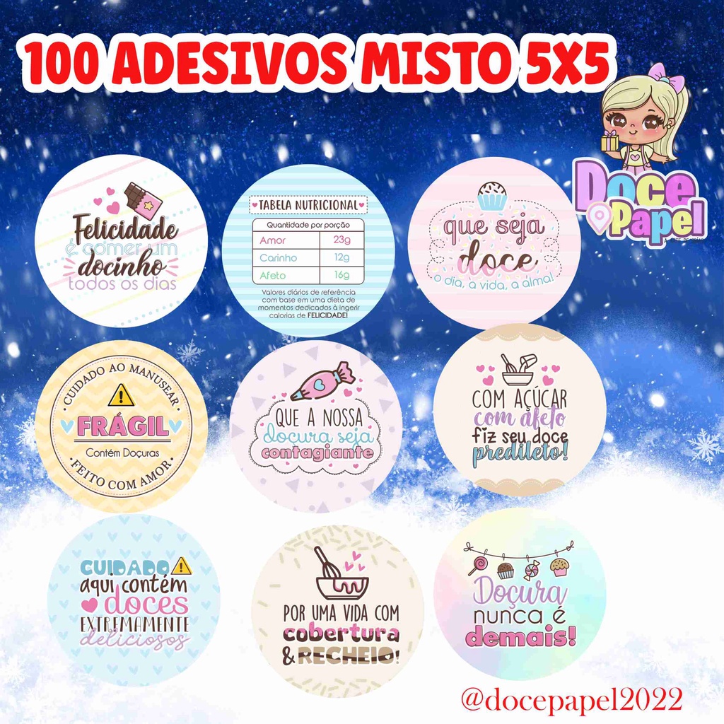 100 ADESIVOS MISTO 5x5 Shopee Brasil