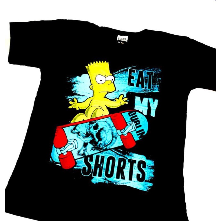 Camiseta Unisex Preta Camisa Bart Simpson Estampa Frente Verso