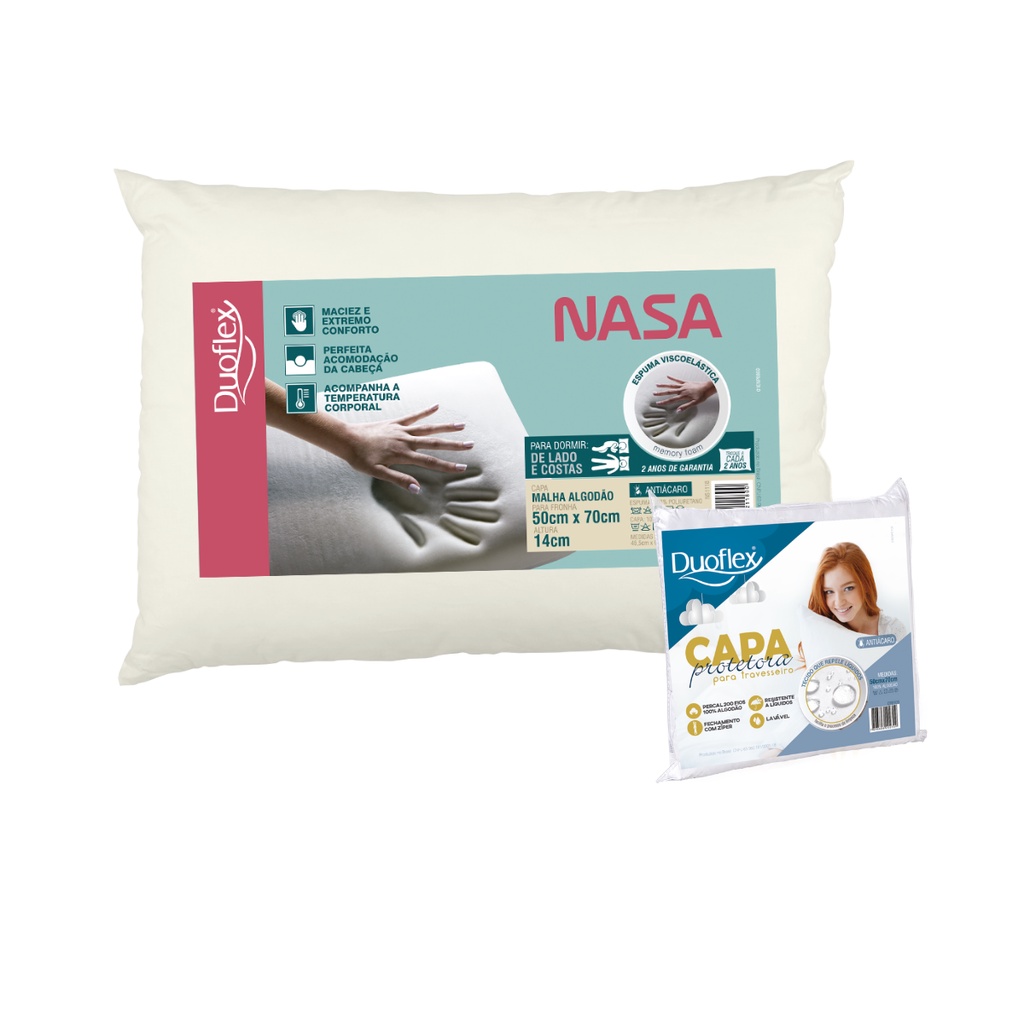 Kit Travesseiro Nasa Baixo Capa Protetora Duoflex Shopee Brasil