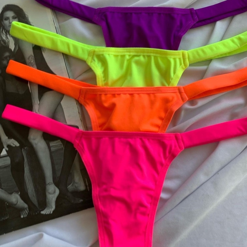 Kit Tanga Fio Duplo Calcinha Neon Coloridas Tirinhas Pura Intimidade