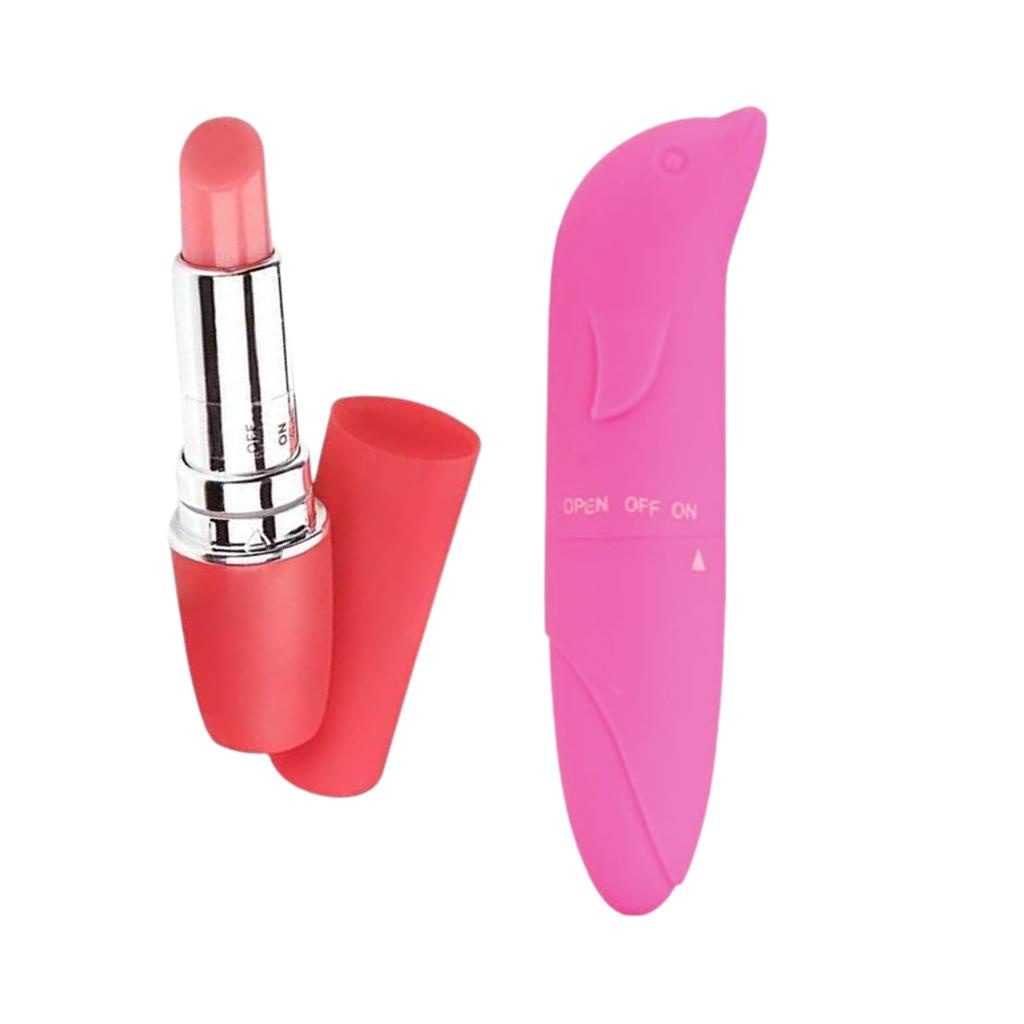 Kit Vibrador Feminino Ponto G Golfinho Estimulador Batom Sex Shop