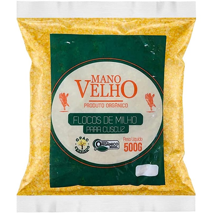 Flocos de Milho Orgânico 500g Mano Velho Flocão Milho Cuscuz Shopee