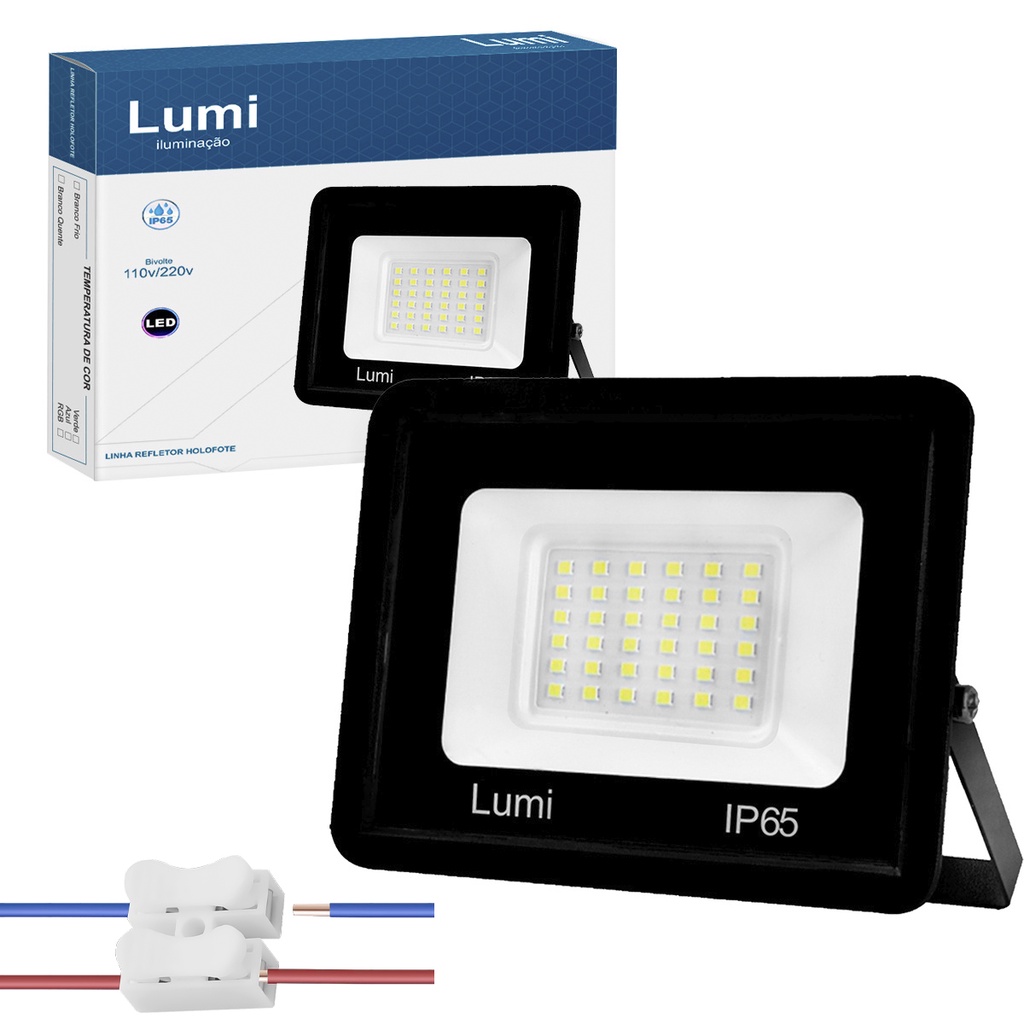 Kit 2 Luminária Holofote Refletor Super Led 100w Bivolt Lumi Pronta