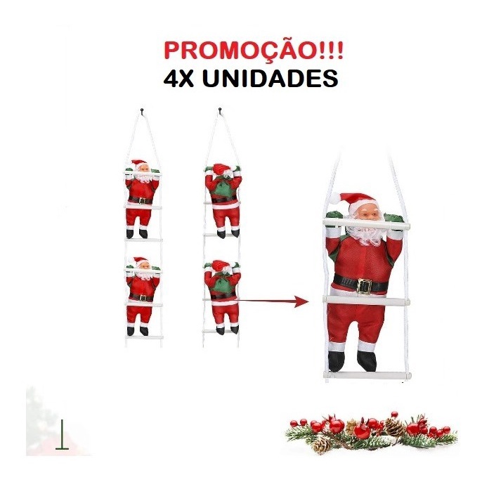 X Papai Noel Boneco Subindo Escada Cm Cada Enfeite Natal Shopee Brasil