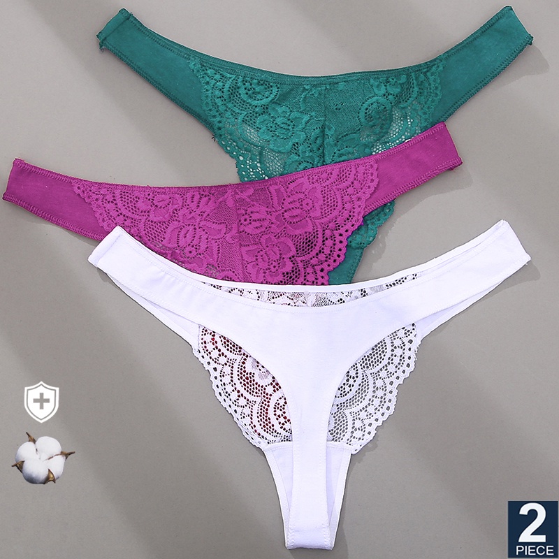 FINETOO 2PCS Conjunto Calcinha Feminina De Algodão Fio Dental M XL Sexy