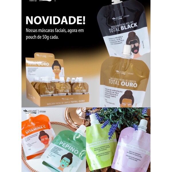 Kit 6 Máscaras Facial e Creme Facial Peel Off Pouch 50g Max Love