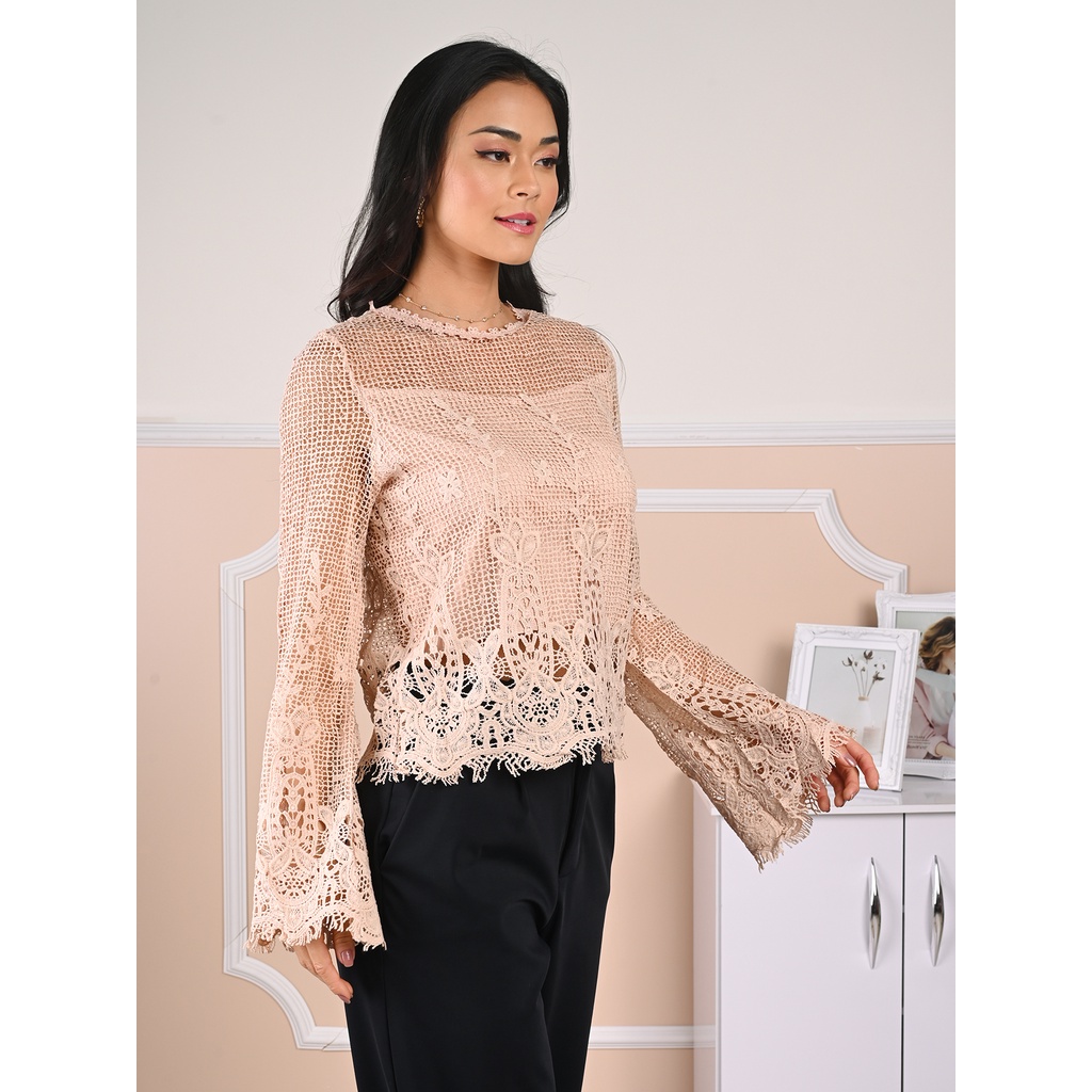 Blusa Femenina De Renda Manga Flair AH1048 Shopee Brasil