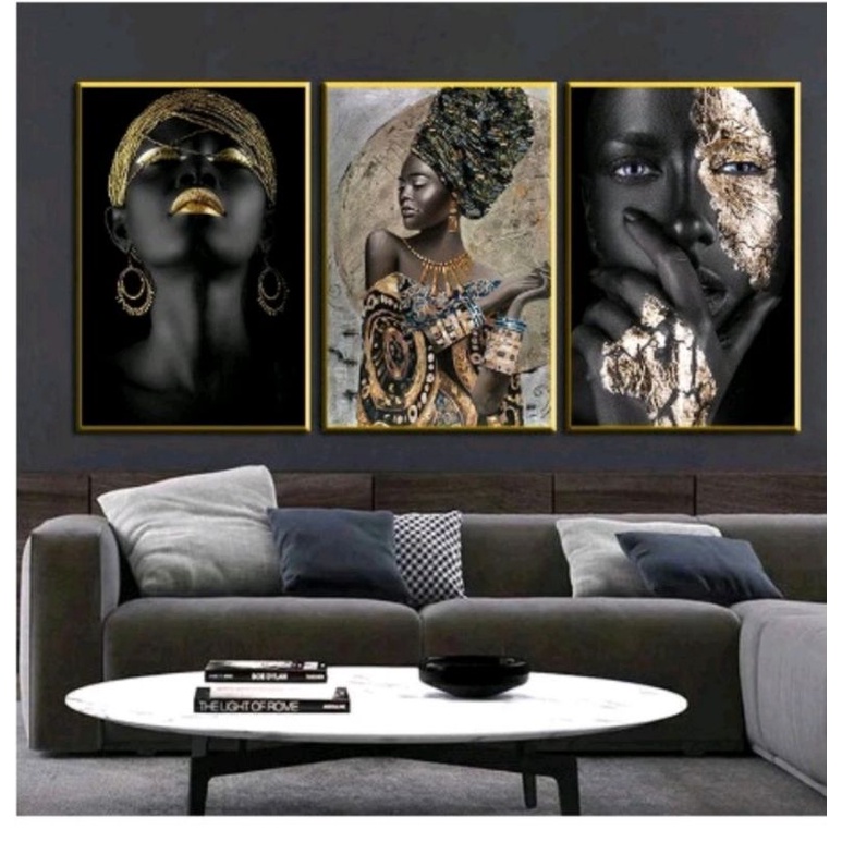 Quadro Gigante Mulheres Dourada Negras Ouro Shopee Brasil