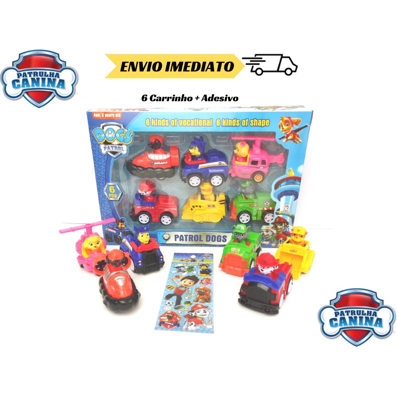 kit 6 Carrinhos Fricção Presente Coleção Pistinha Brinquedo Patrulha