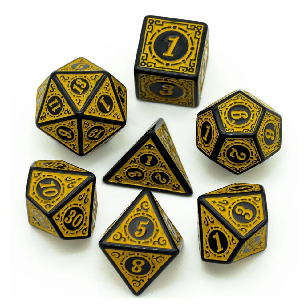 Dados RPG Conjunto Sete Poliedricos Para Rpg Runas SAQUINHO