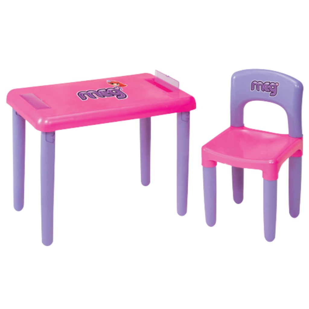 Mesa Cadeira Infantil Didatica Educativa Mesinha Rosa Magic Toys