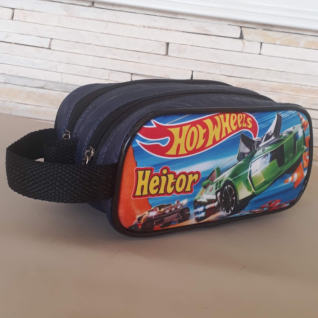 Estojo Duplo Escolar Personalizado Nome Hot Wheels Shopee Brasil