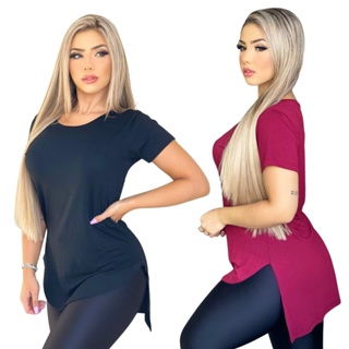 Blusa Blusinha Feminina Long Line Tapa Bumbum Academia Viscolycra