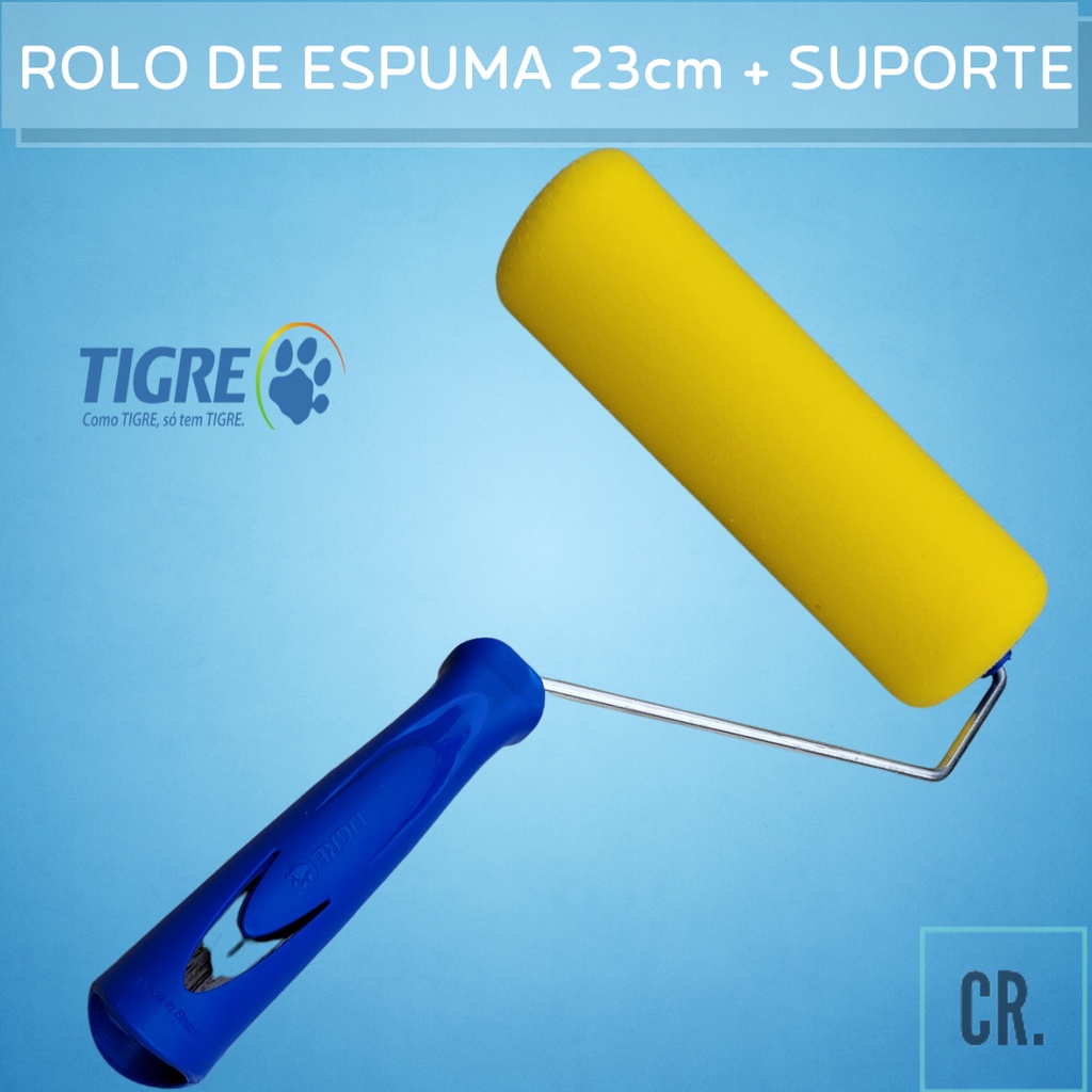 Kit Rolo De Espuma Tigre 23cm Suporte De Rolo 1342 1301 Para Esmalte