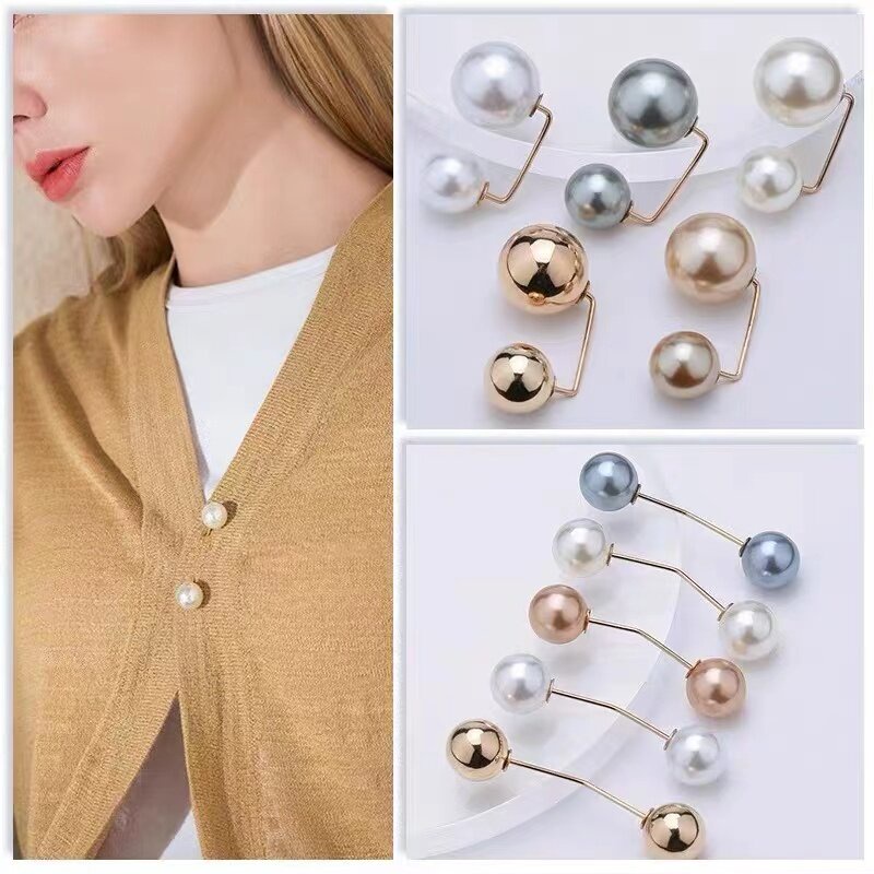 3pcs set Coreano Estilo Broche De Pérola De Cabeça Dupla Para Mulheres