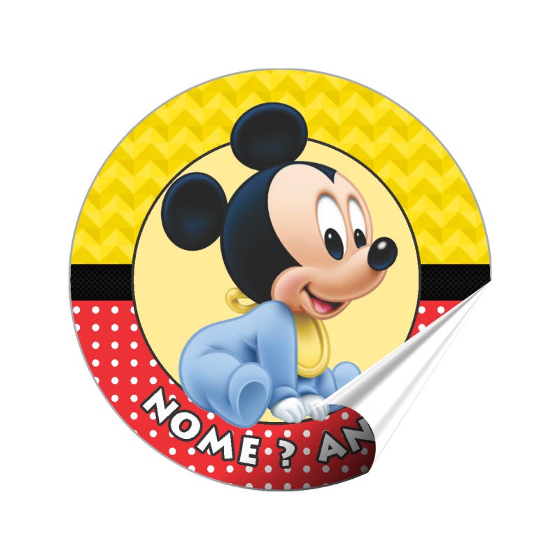 100 Adesivos Mickey Etiquetas Personalizadas Rótulos 4x4 cm Shopee Brasil