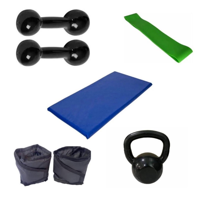 Kit Treino Completo Aeróbico Par Halter 1 Kg Par Caneleira 1 Kg