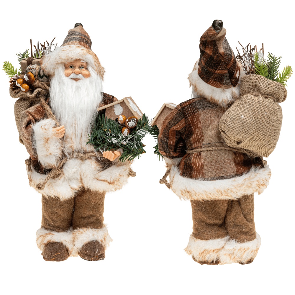 Papai Noel Cm Boneco Casinha Madeira Luxo Decoracao Natalina Enfeite