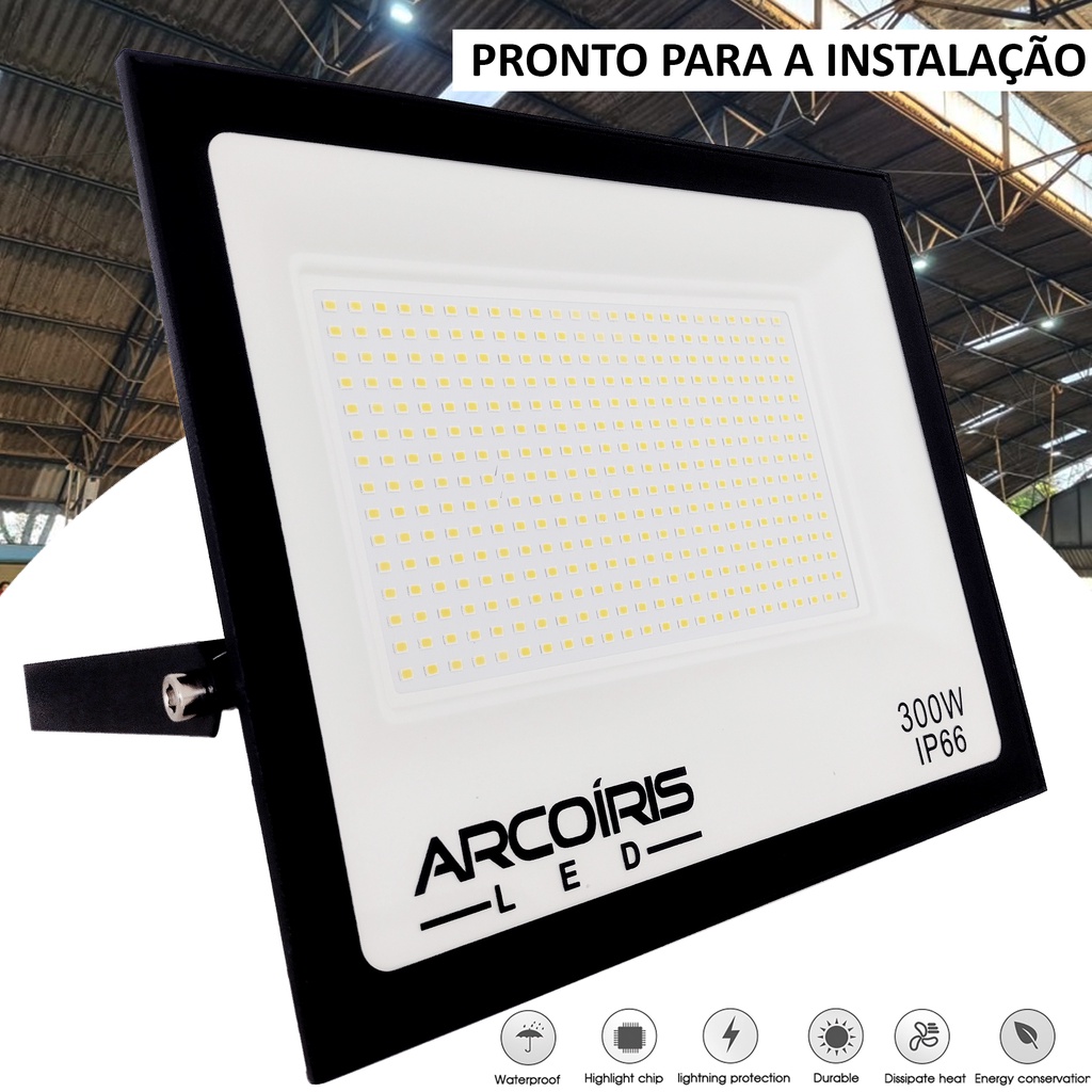 Refletor Led Holofote W Ip Bivolt Forte Luz Branco Frio Shopee