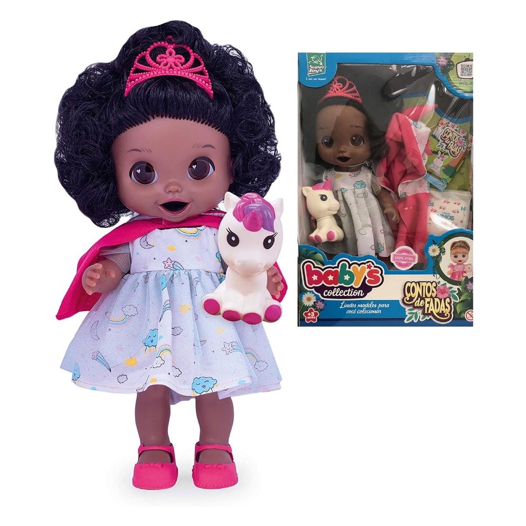 Boneca Babys Collection Menina Conto Fadas Negra Super Toys Shopee Brasil