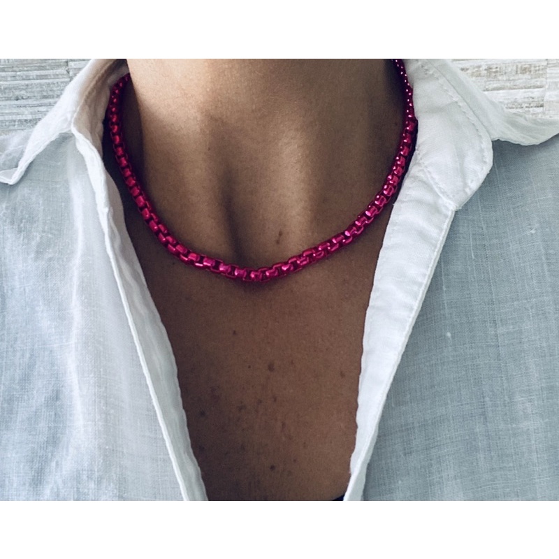 Corrente Colar Choker Veneziano Pink Gargantilha ROSA COLORIDO Shopee