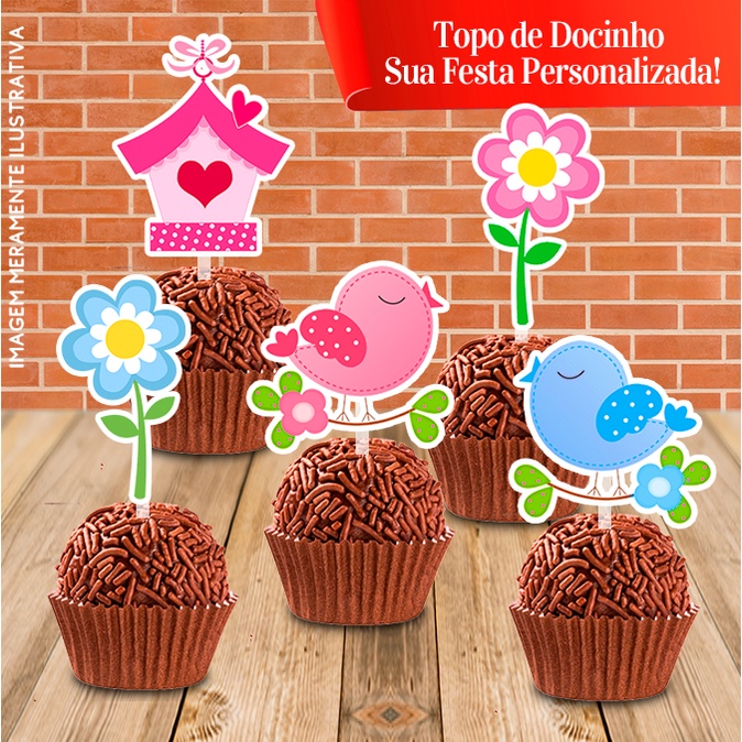 Topos De Docinhos Personalizado Jardim Encantado Shopee Brasil