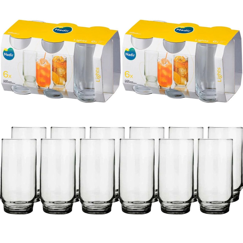 Jogo Copo Lights Agua Suco Vidro Long Drink 300ml Kit 12 Un Shopee