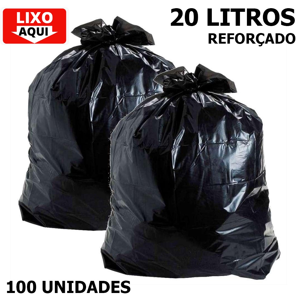 Saco De Lixo 20 Litros Preto Resistente 100 Unidades Pacote Shopee Brasil