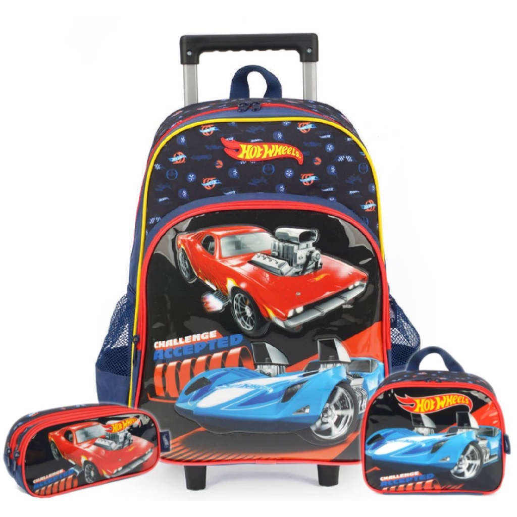 Mochila De Carrinho Hot Wheels Lancheira E Estojo Escolar Shopee Brasil