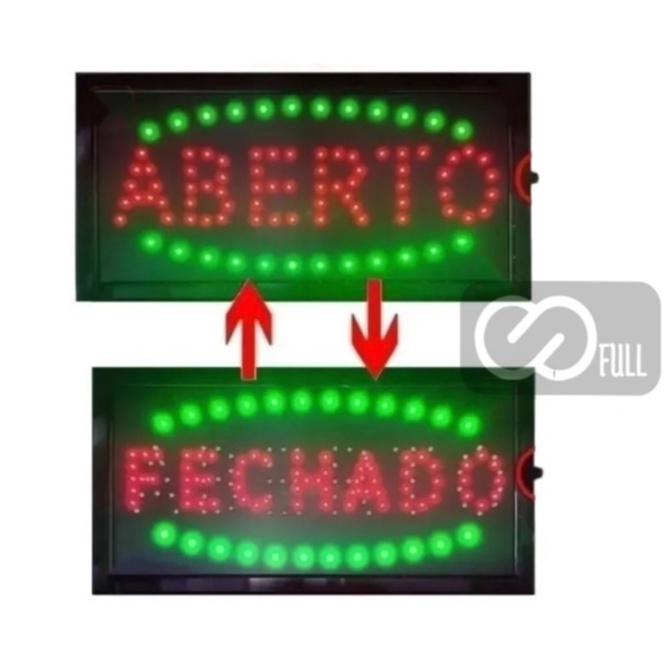 Placa Painel Letreiro Led Luminoso V V Aberto Fechado Em