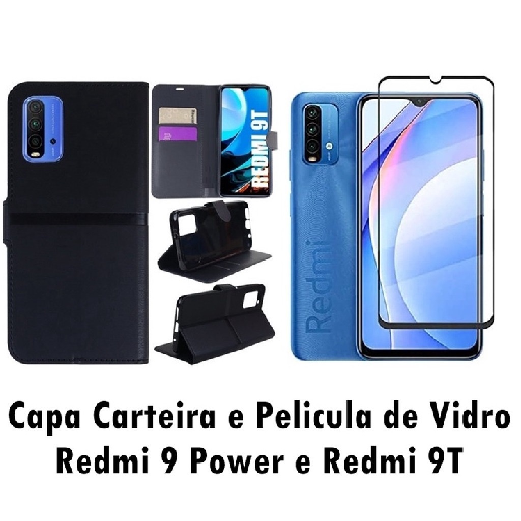 Capa Carteira Colorida Pelicula Vidro D D Compativel Redmi Power