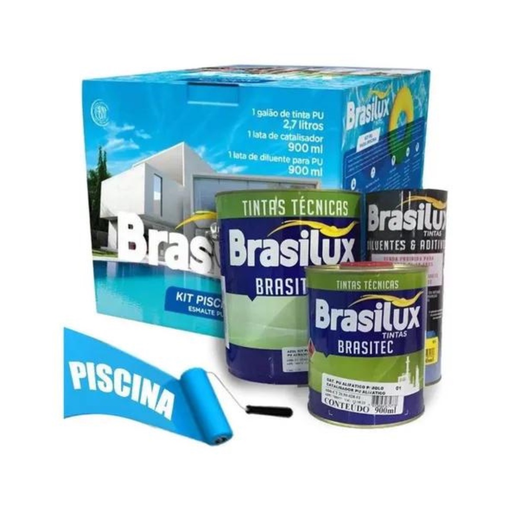 Tinta Para Piscina Tinta Pu Azul Pu Fibra Brasilux 2 7l 0 9l 0 9l