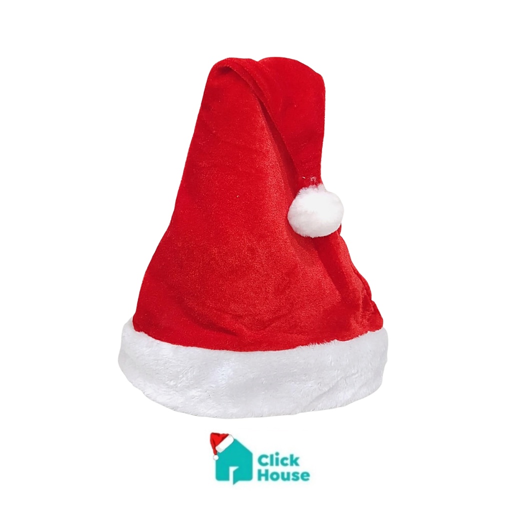 Gorro de Veludo Touca Papai Noel Decoração Enfeite Natal 40 Cm Shopee