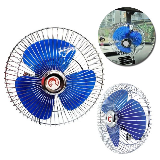 Ventilador Automotivo Portátil Articulado 12 V DC 9 Polegadas 3 Hélices