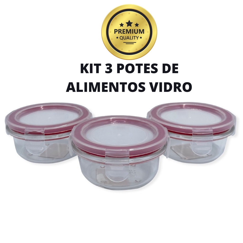 Conjunto Potes Alimentos De Vidro Herm Tica Redondo Ml Shopee Brasil